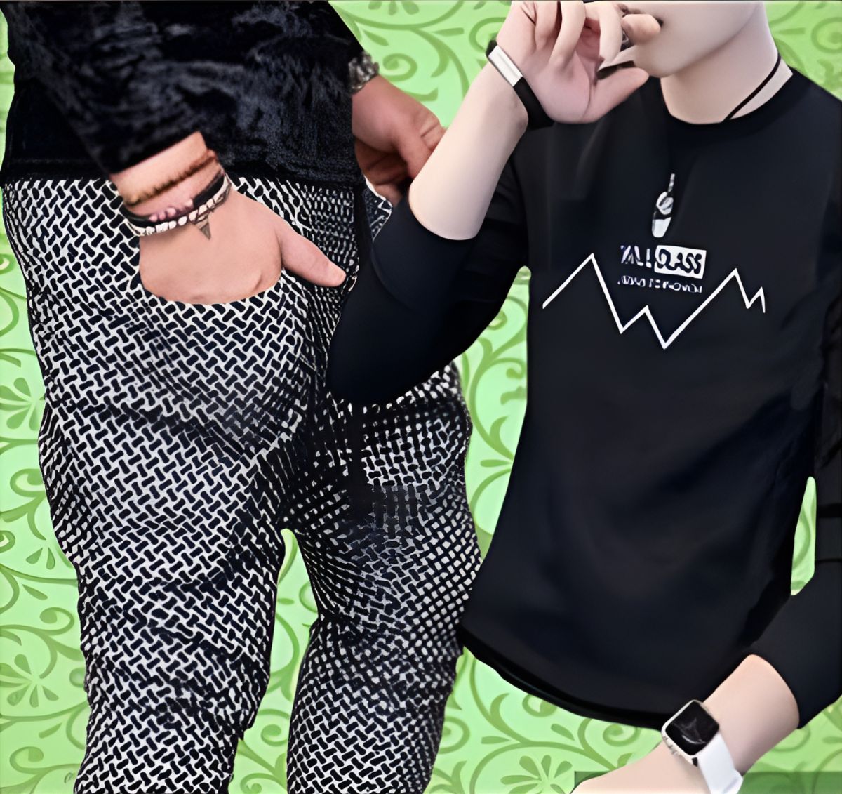 Stitched Suit with Trouser | Best Quality Stitched Suit For Men | Stitches Suit For Boys - Black Color - Printed Suit