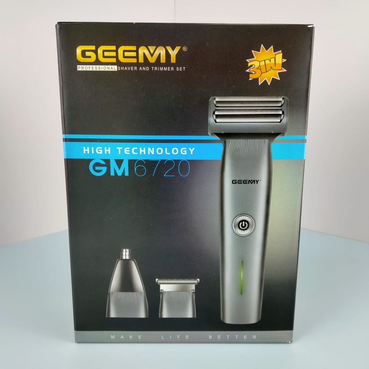 Geemy (GM7620)  3in1 Grooming Kit is rechargeable powerful trimmer for men / Sharp Trimmer Face Shaver for precise shaving View Gallery - Pakistan