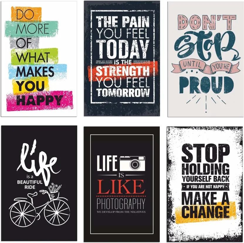 6 piece PVC wall board combo for wall decoration best wall decoration item moticational quotes inpirational quotes
