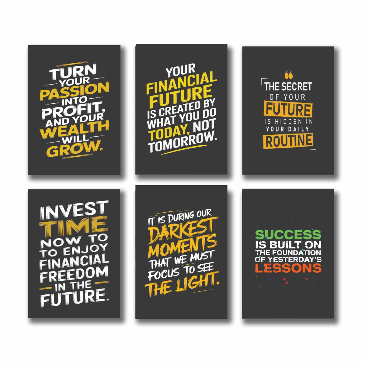 Set Of 6 Motivational Sticky Canvas Frames For Wall Decore / Sticky Phototiles