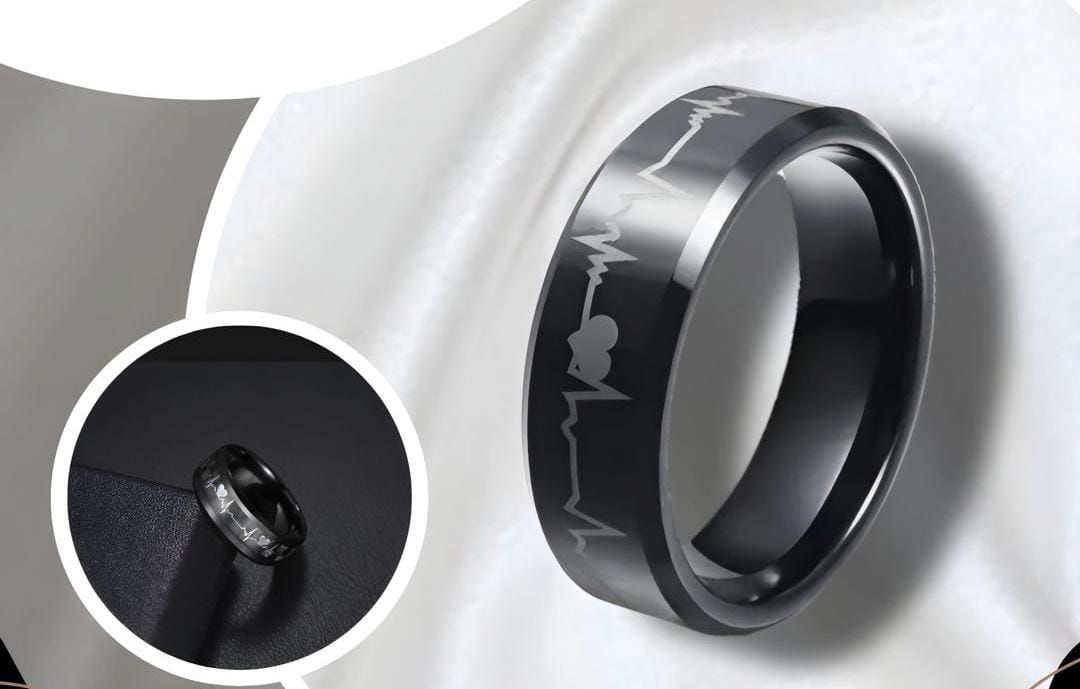 Pack Of 2 Unique heartbeat design charm Ring steenles Steel  band rings For Unisex View Gallery - Pakistan