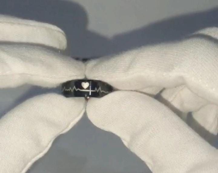 Pack Of 2 Unique heartbeat design charm Ring steenles Steel  band rings For Unisex View Gallery - Pakistan