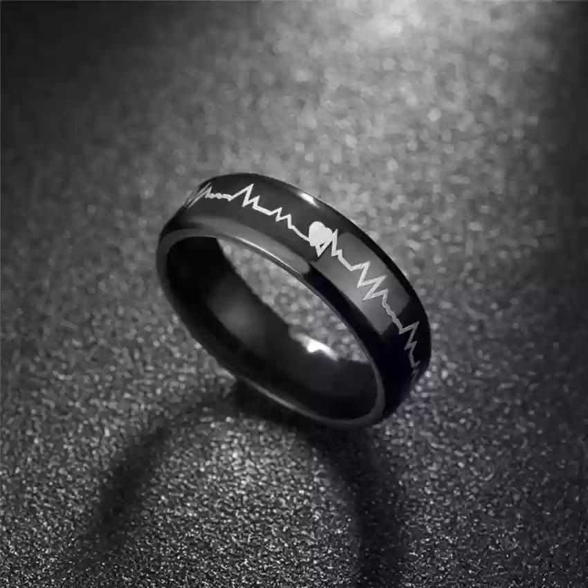 Pack Of 2 Unique heartbeat design charm Ring steenles Steel  band rings For Unisex View Gallery - Pakistan