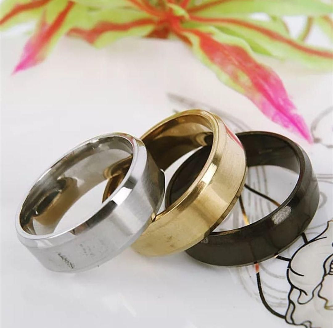Pack Of 3  gold plated &amp; silver plated band rings For Unisex View Gallery - Pakistan