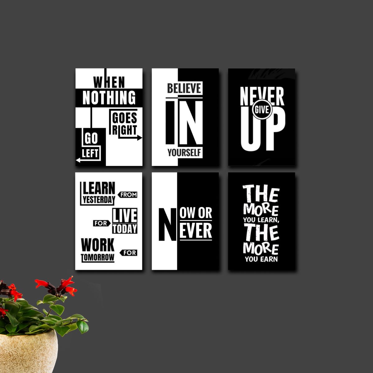 Set of 6 wooden canvas frames motivational quotes Size 8x11 inch View Gallery - Pakistan