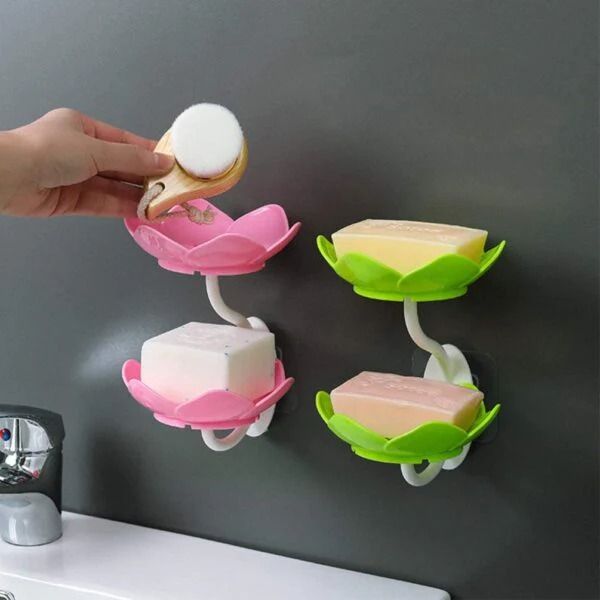 Wall Mounted Double Layer Lotus Flower Shaped Soap Holder (random color) View Gallery - Pakistan