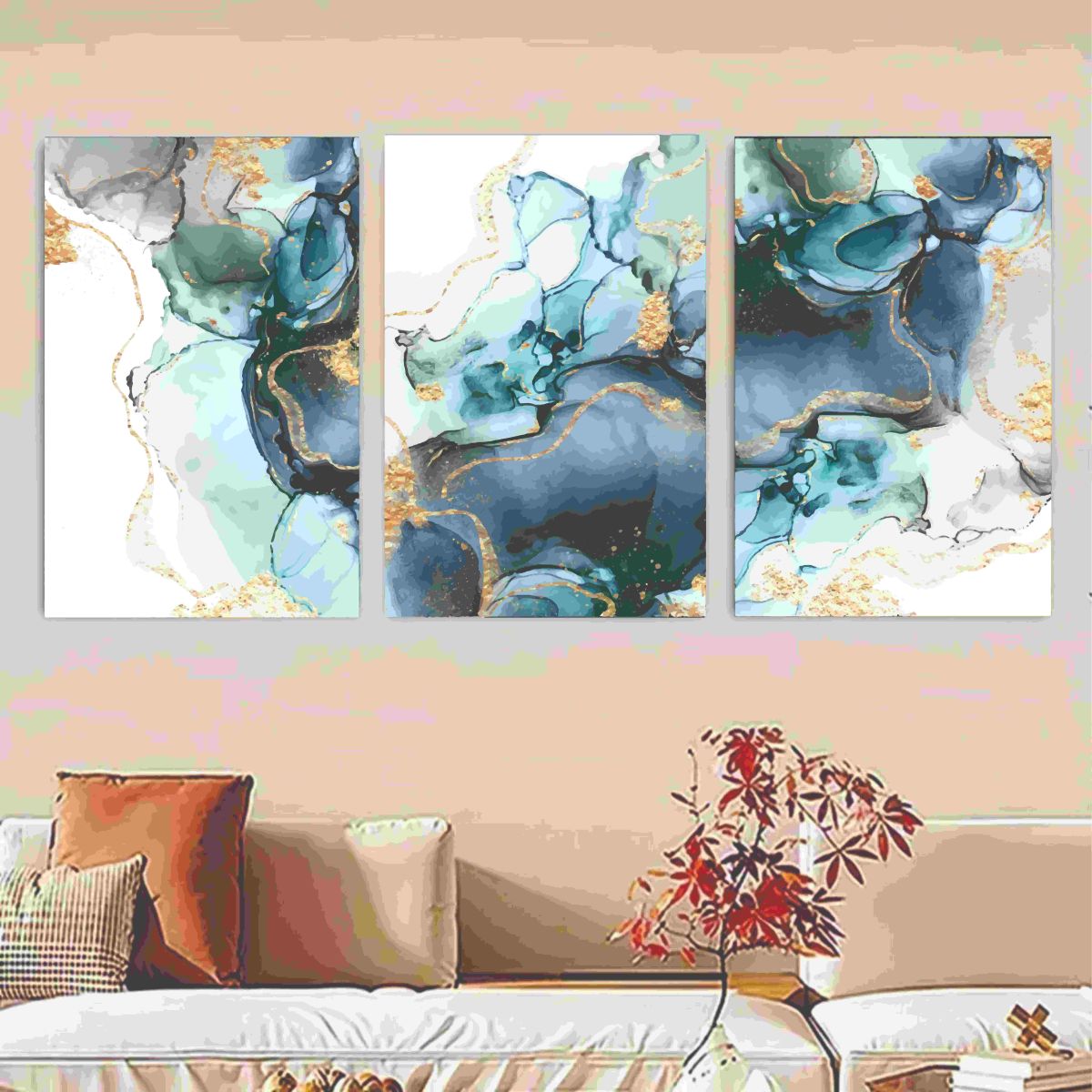 Set Of 3 lower Sticky Canvas Phototiles Frame For Wall, Home Decor