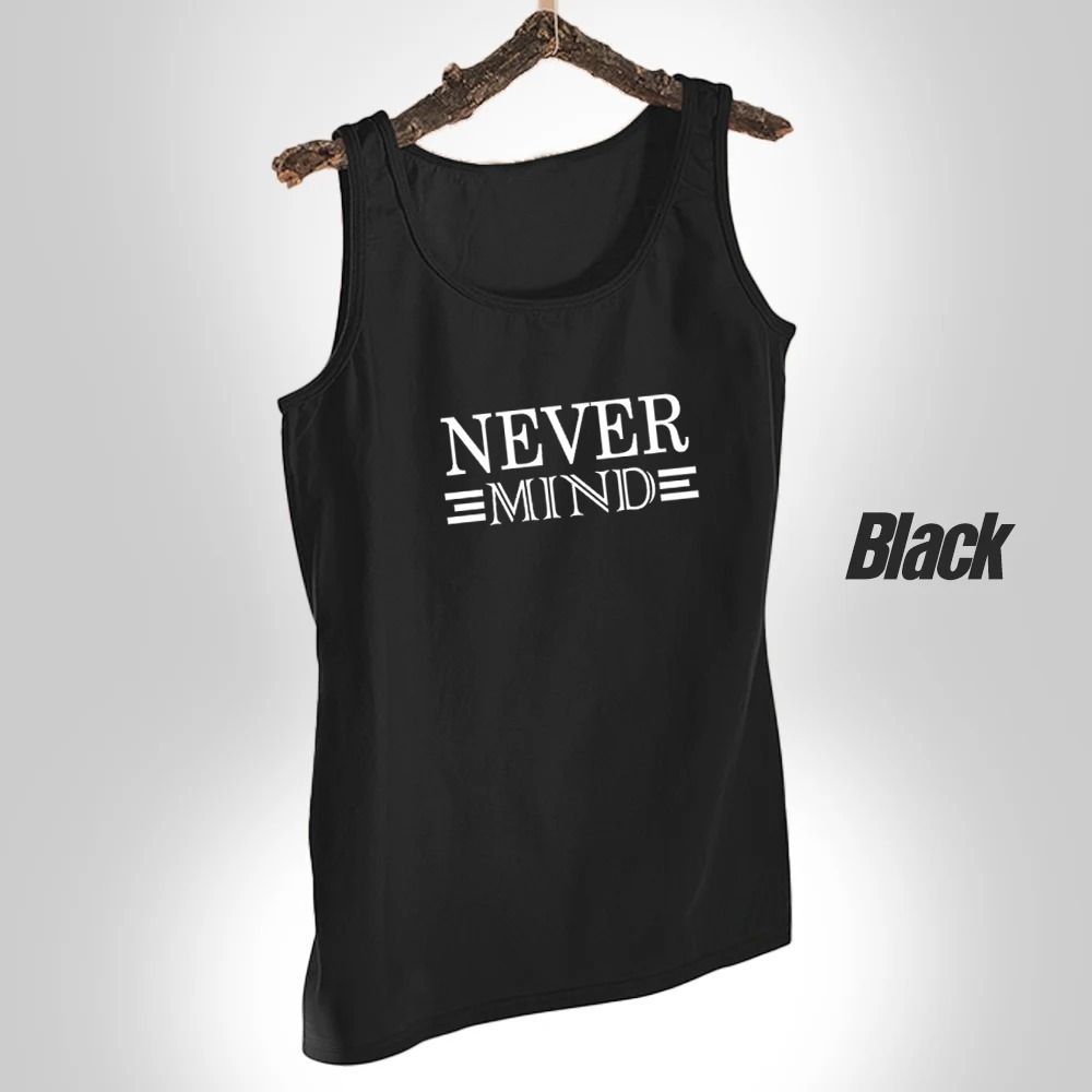 NEVER MIND Design - Black Jersey Printed Gym Sando Tanks Top For Men | Workout Tank top gym shirts for men | Sleeve-Less Shirt