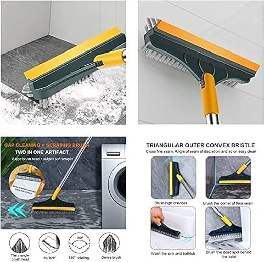 2 in 1 Floor Cleaning Brush Bathroom Tile Windows Floor Cleaning Brush with 120° Rotatable Head - Multipurpose Bathroom Floor Cleaning Brush - Floor Brush Scrubber - Without Box | Floor Cleaning Brush View Gallery - Pakistan