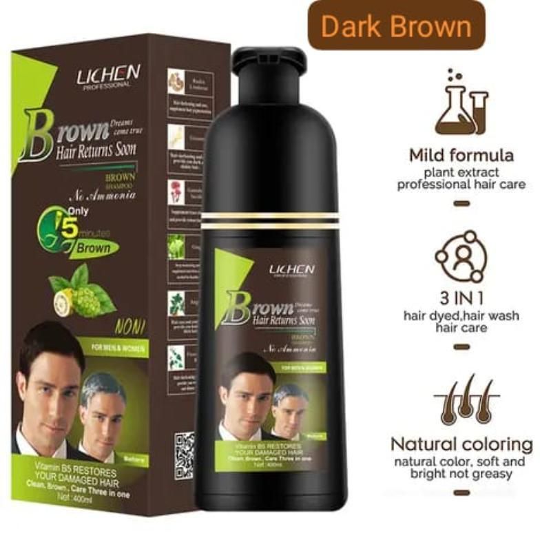 200ml Lichen Hair Color Shampoo Black/dark brown