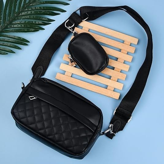 Stylish Girl's Convertible Crossbody Bag - Fashion Handbags for Ladies PU Leather Polyester Waterproof Shoulder Bags With Change Purse Trending Travel Crossbody Bag - 1 Pc, Black PU Leather View Gallery - Pakistan