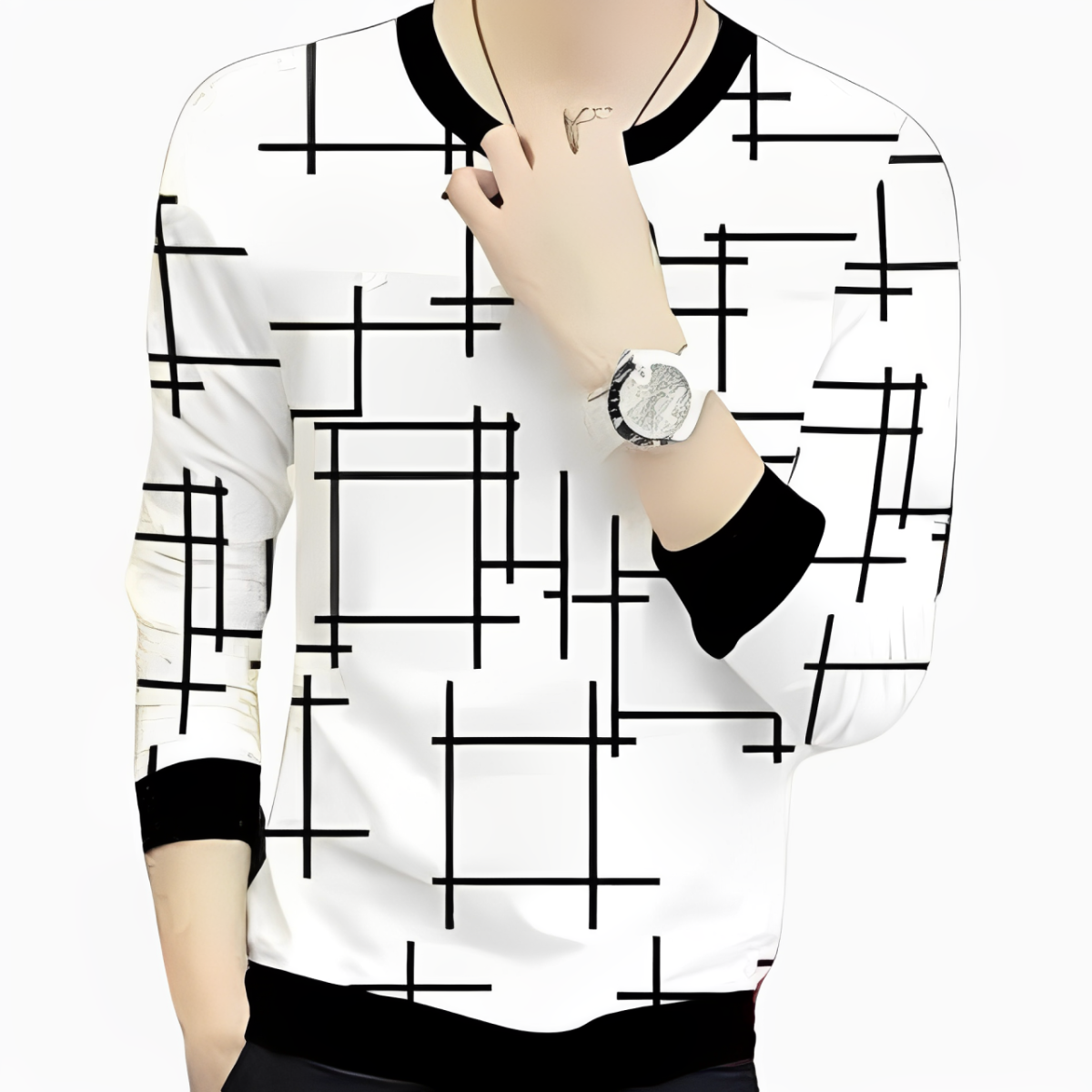 Long life Genuine full sleeves T shirt For Boys | Stay Stylish with a Black Lining Printed Zipper Jacket