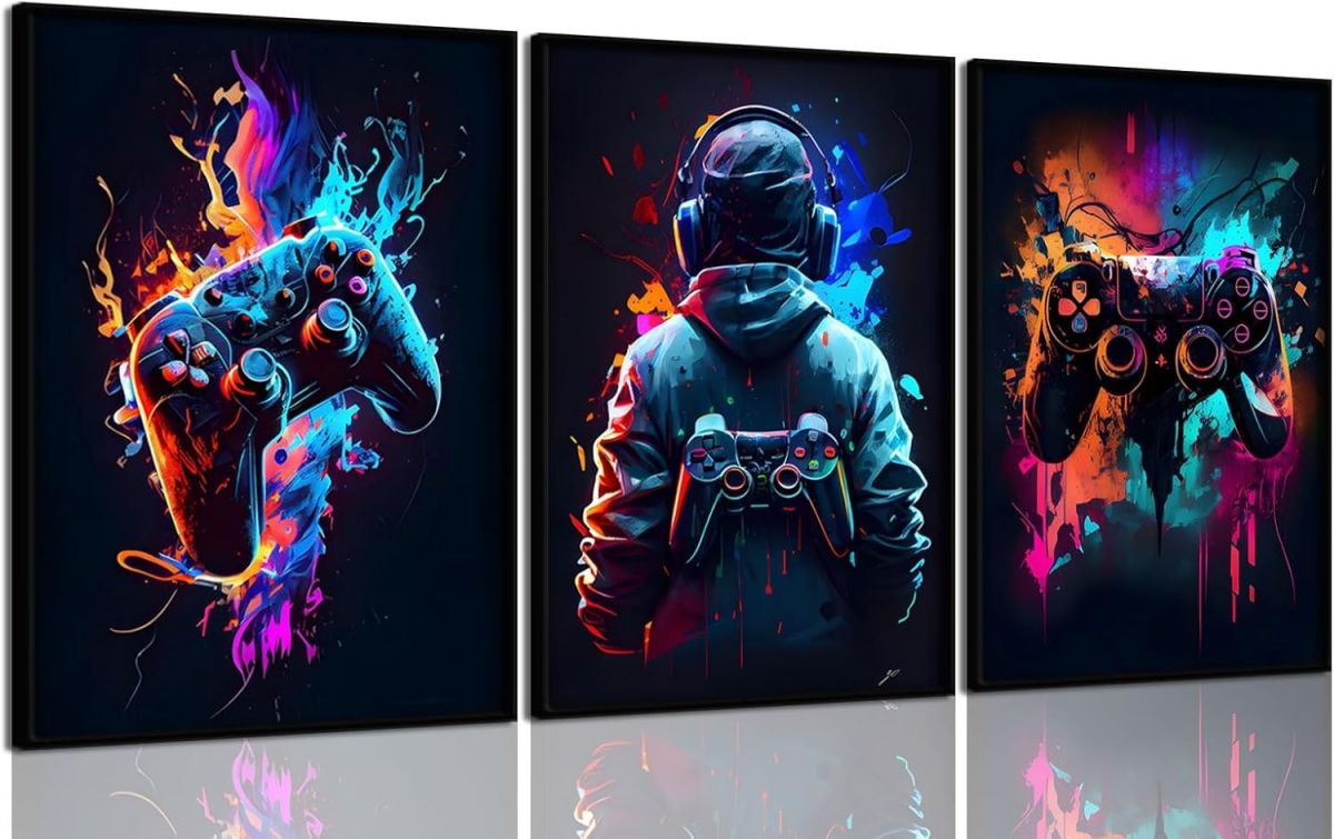 3Pcs Cool Gaming Wall Art Retro Video Game sticky phototiles wall frames View Gallery - Pakistan