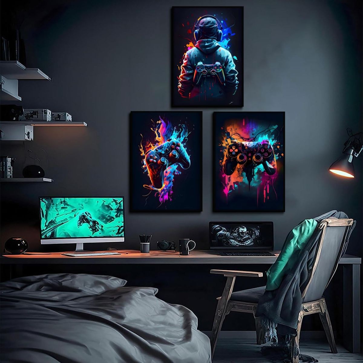 3Pcs Cool Gaming Wall Art Retro Video Game sticky phototiles wall frames View Gallery - Pakistan