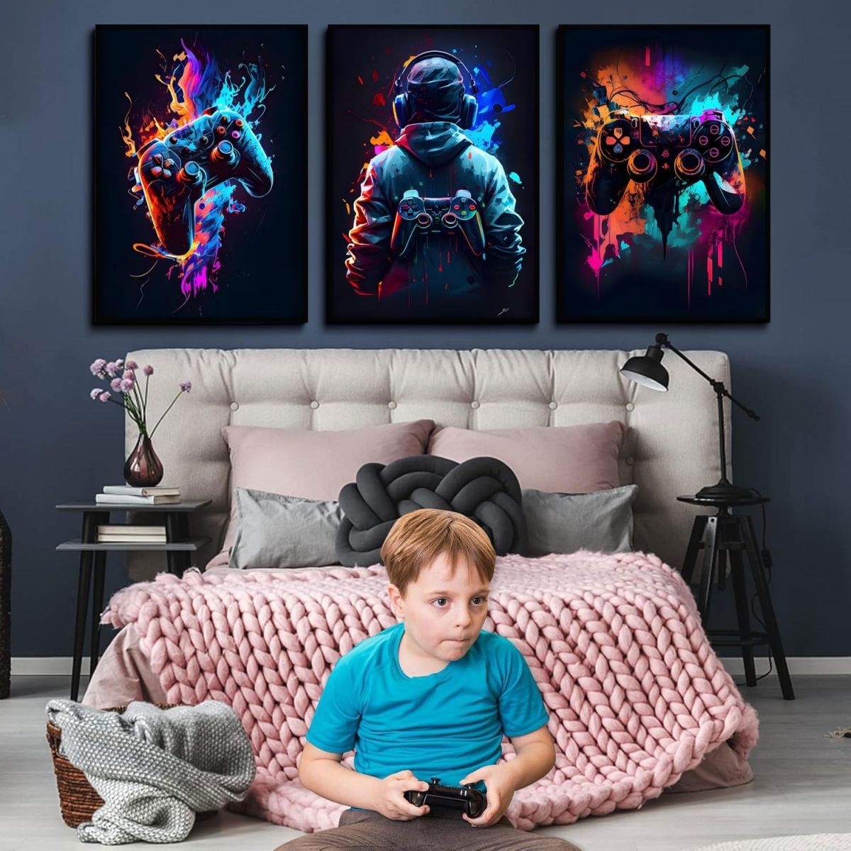 3Pcs Cool Gaming Wall Art Retro Video Game sticky phototiles wall frames View Gallery - Pakistan