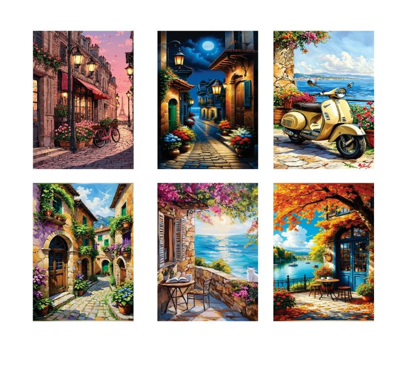 Pack Of 6 Sticky Wooden Canvas Frames For Wall Decore Aesthatic Art / Sticky Phototiles For Room Wall Decoration View Gallery - Pakistan