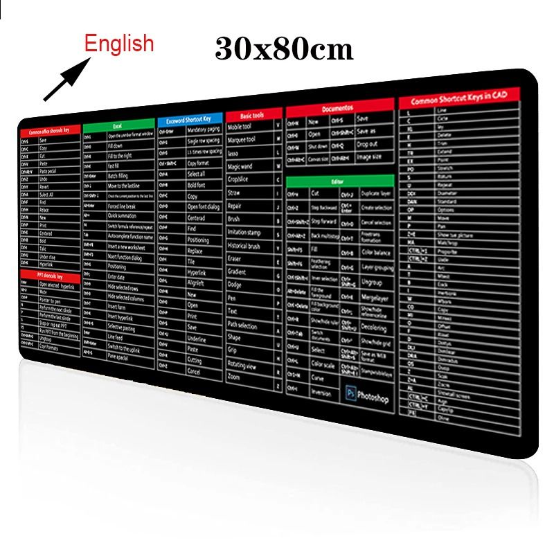 Keyboard Mouse Mat - Shortcut Key Pattern Mouse Keyboard Pad,Extra Large Keyboard Pad with Office Software Shortcuts Pattern,Computer Non-Slip Mat for Desk PC, Laptop,Office (C, L: 900 * 400 * 3mm) View Gallery - Pakistan