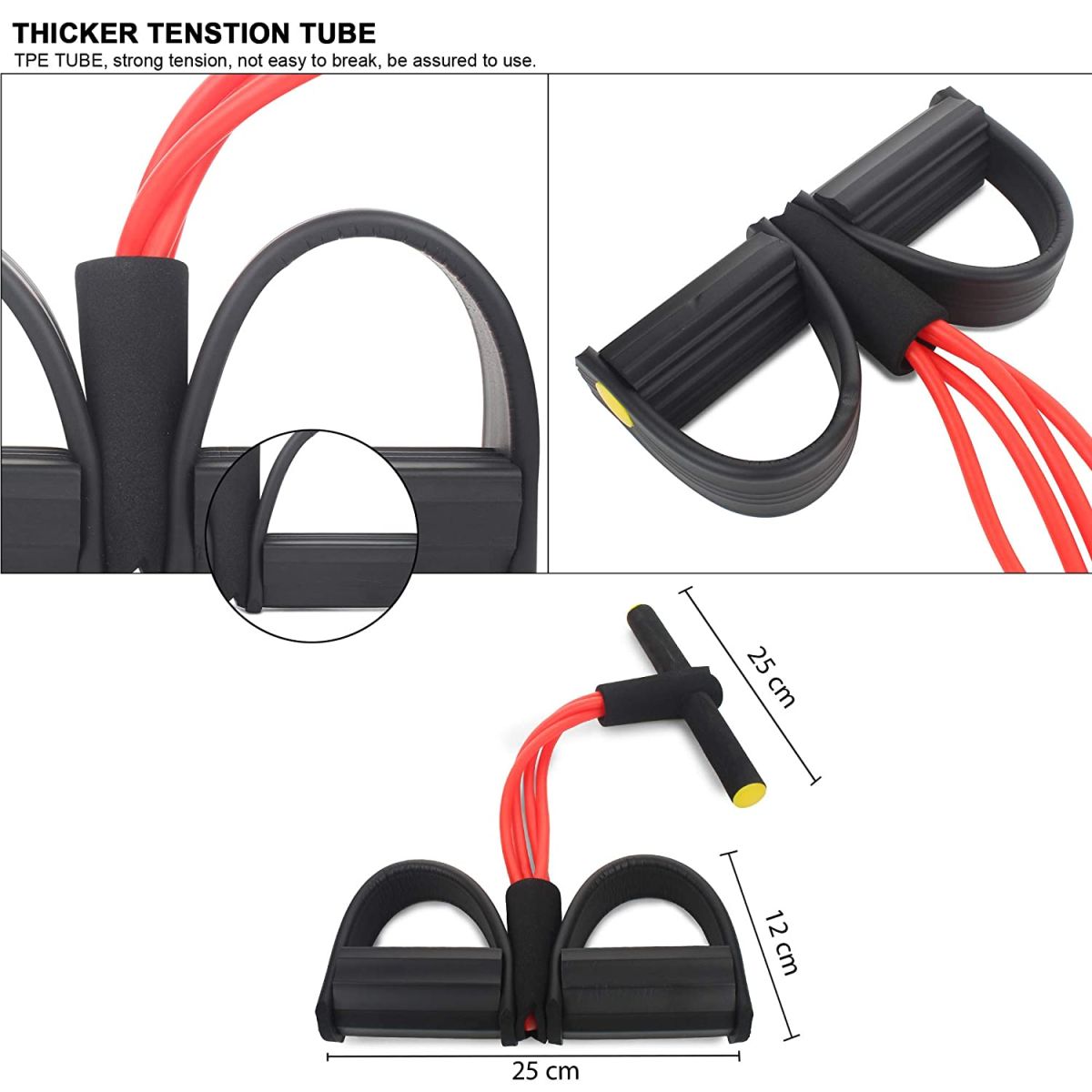 Foot Pedal Resistance Band Elastic Sit-Up Pull Rope Yoga Fitness Gym - Elastic Pull Ropes Tummy Trimmer (Random Colors) View Gallery - Pakistan