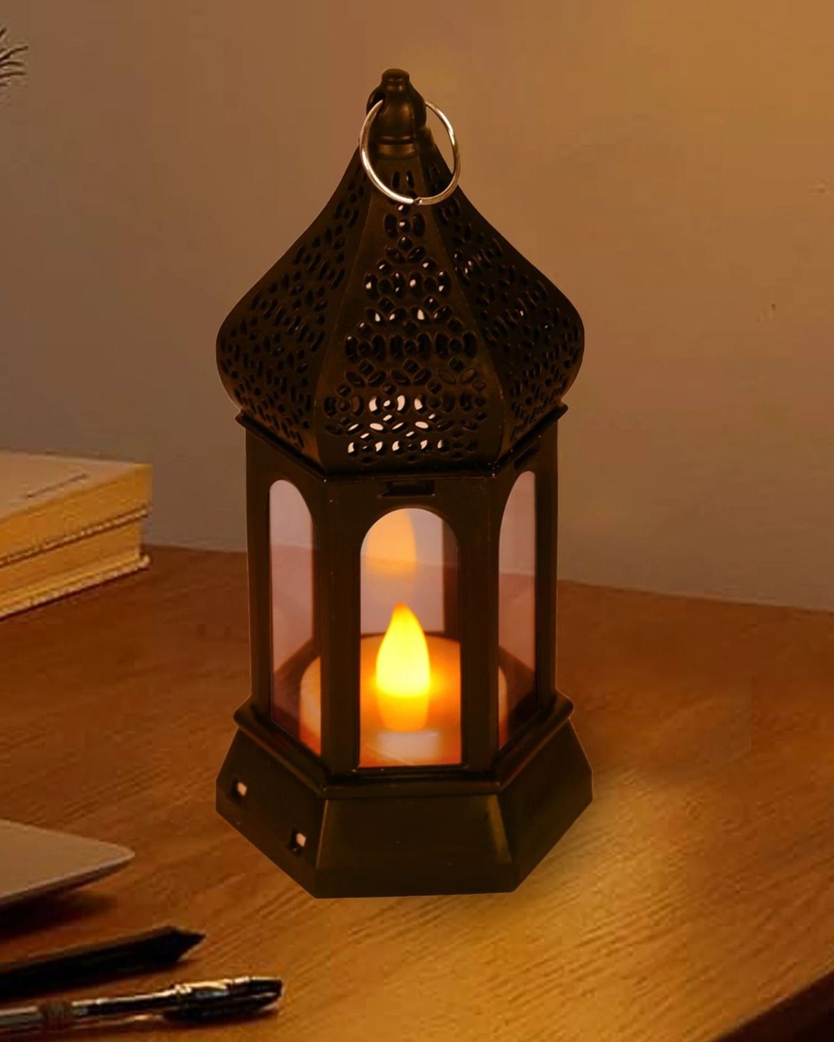 Antique Black candle lamp Atmosphere Decoration Creative Gift Hexagonal Wind Lamp Candle Lamp Led Wind Lamp Portable Small Horse Lamp View Gallery - Pakistan