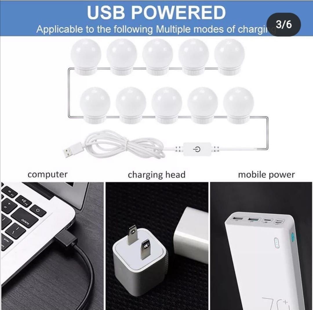 Vanity Light LED Bulbs for Makeup Mirror Stand 10 Bulbs with 3 Light Modes View Gallery - Pakistan