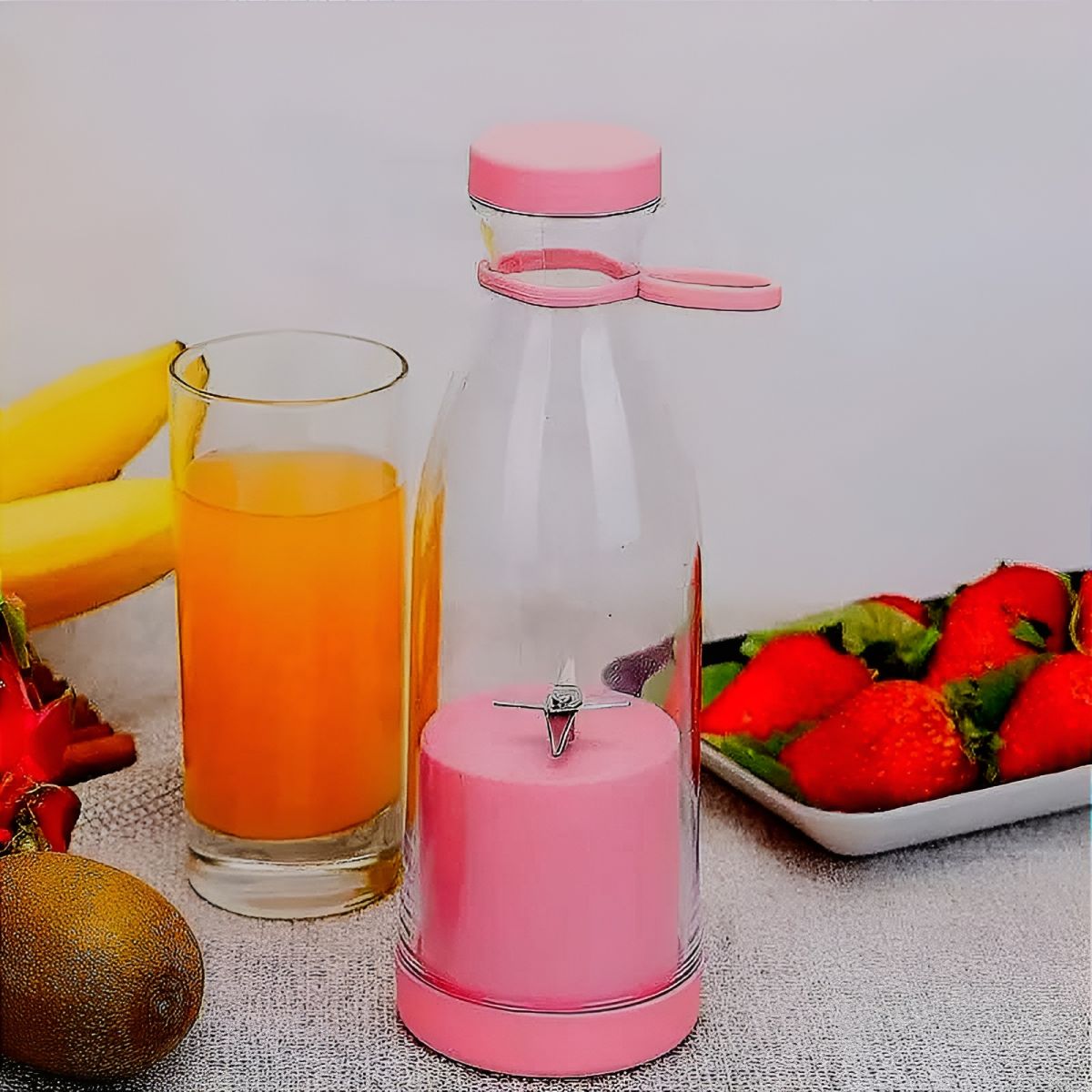 Mini Portable Blender Rechargeable Electric Fruit Juicer Mixers Rechargeable - 420ml ( Random Color ) View Gallery - Pakistan