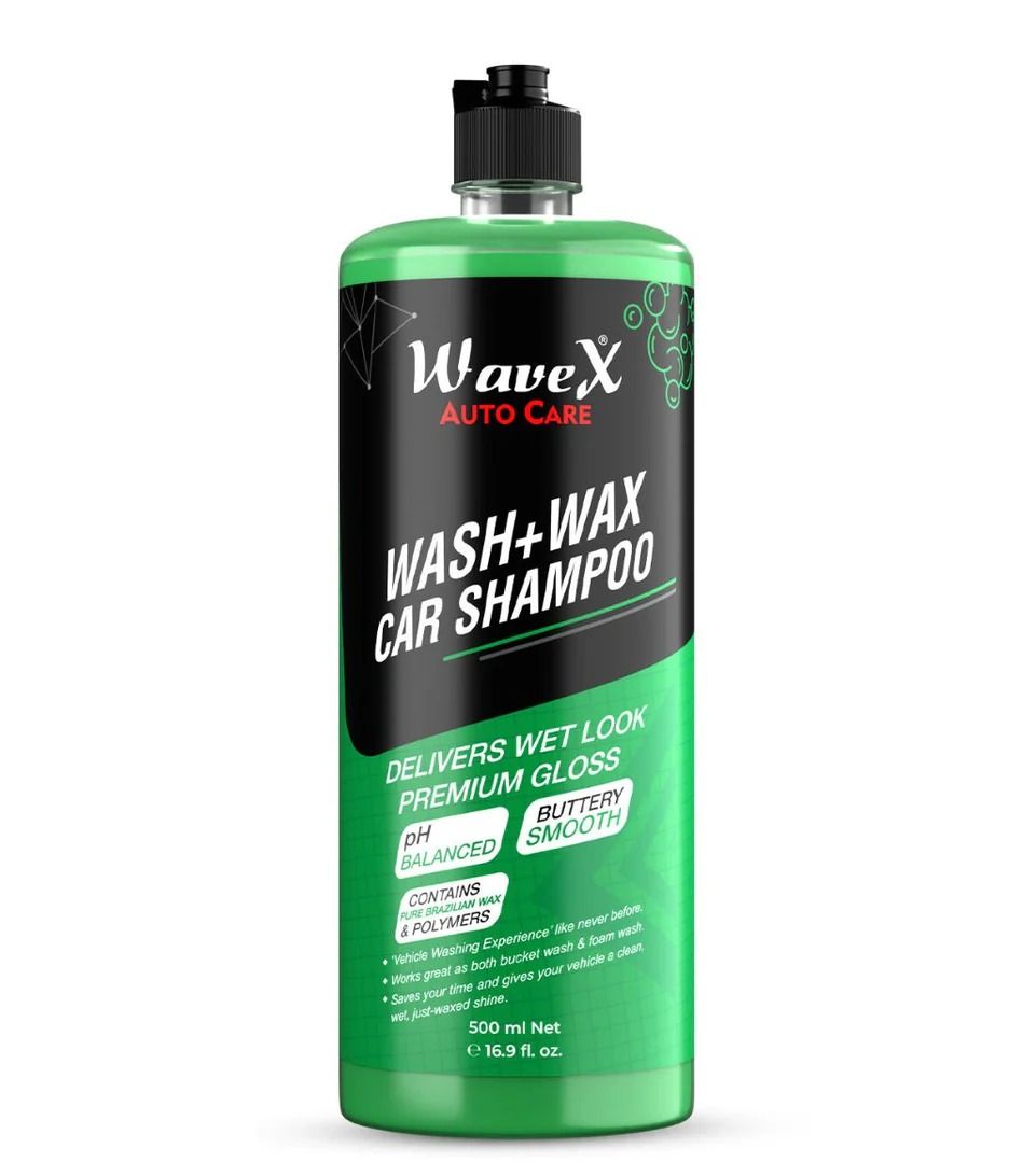 WaveX Auto Care | Wash + Wax Car Shampoo – 200ml | Delivers Wet Look &amp;amp; Premium Gloss | Made in Pakistan