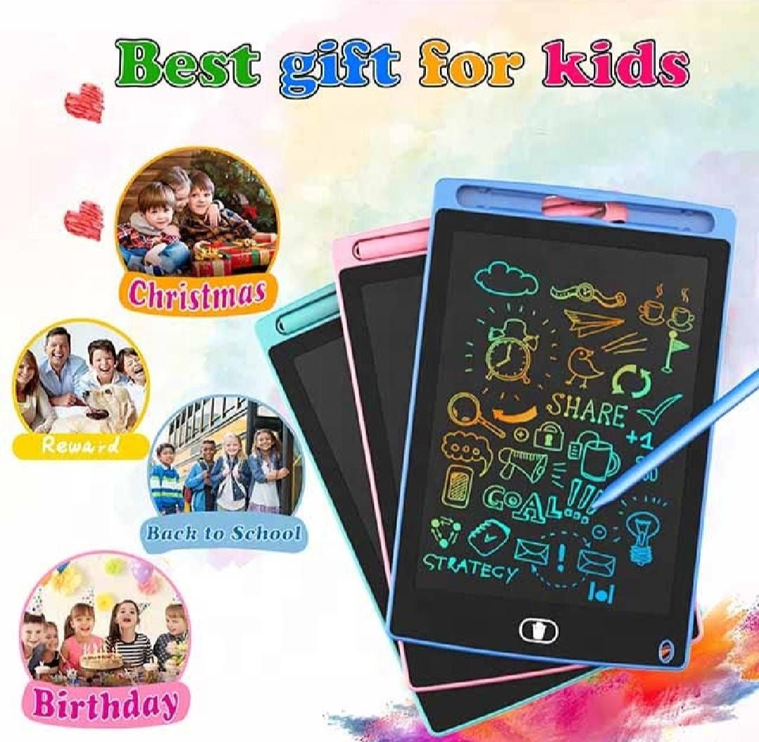 8.5 inch Multicolor Tablet Price | LCD writing tablet for kids - digital drawing pad - erasable writing board - writing pad (random color) View Gallery - Pakistan