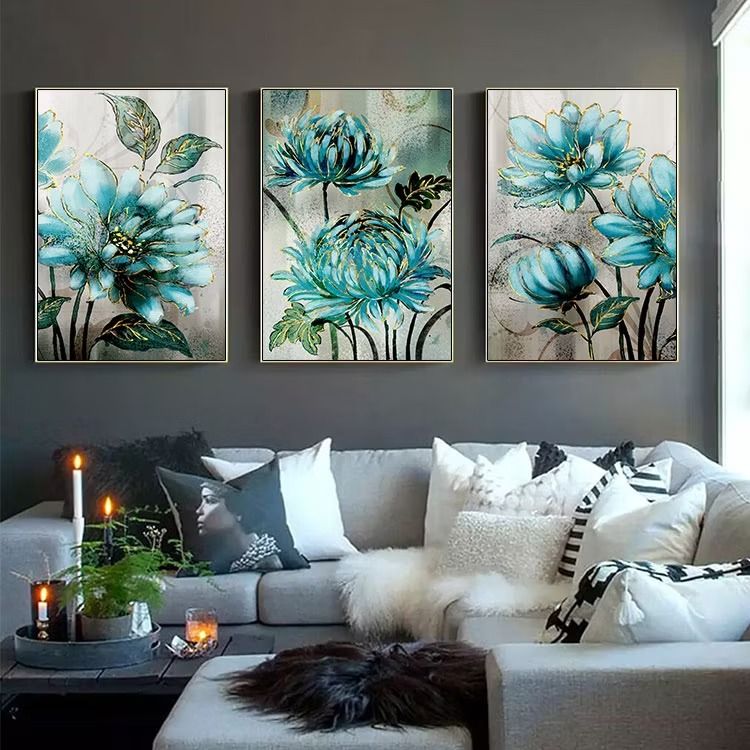 Set of 3 Flower Frame Wall Painting Art for Living Room Bedroom Restaurant Home Decorations