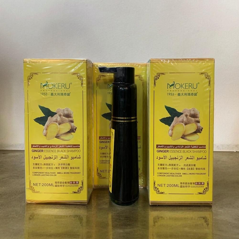 Ginger Extract Black Hair Dye Shampoo [200 ml] | Mokeru Ginger Black Hair Shampoo View Gallery - Pakistan