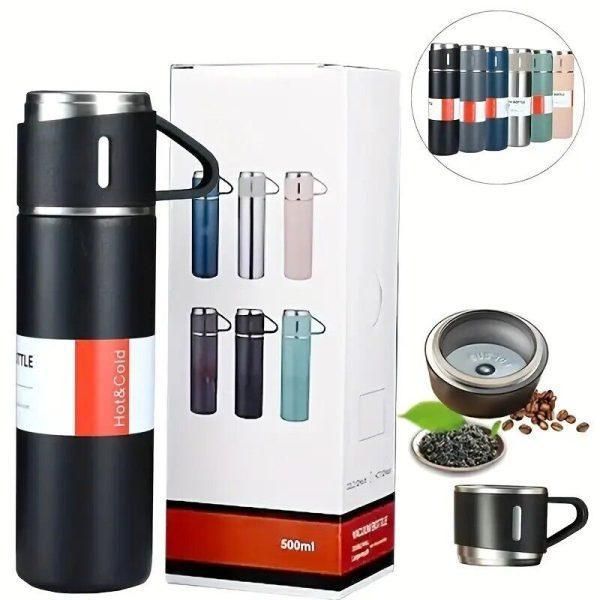 1 Cup Vaccume Insulated Water Bottle | New Creative Gift Box Set Vacuum Cup Set 500ml 304 Stainless Steel Thermos