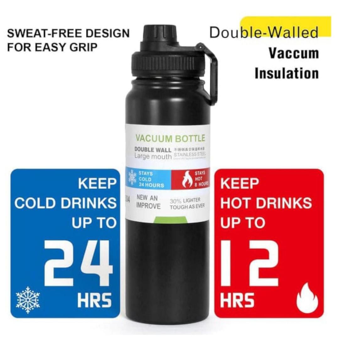 Insulated Vacuum Water Bottle [800ml] | Keeps Drinks Hot or Cold (Random Color)
