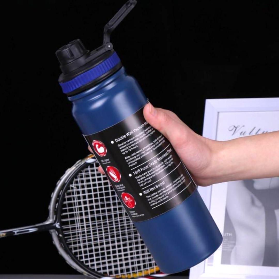 Insulated Vacuum Water Bottle [800ml] | Keeps Drinks Hot or Cold (Random Color) View Gallery - Pakistan