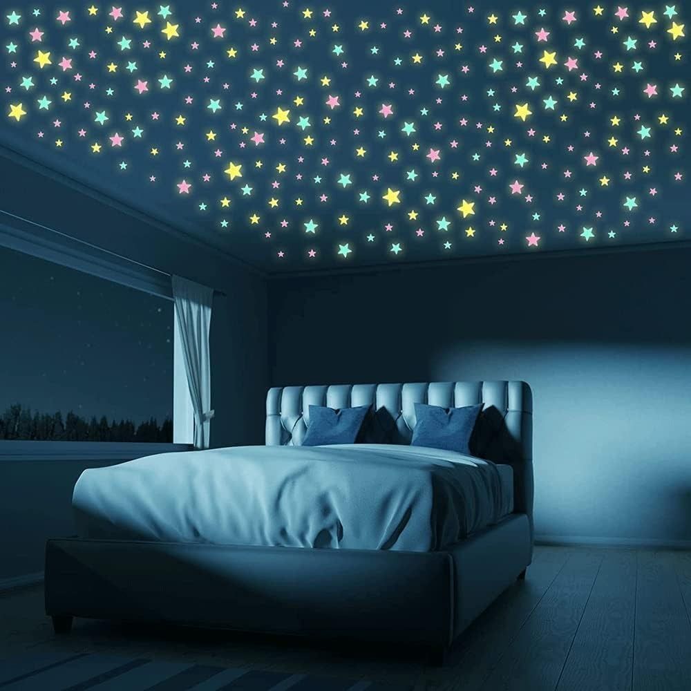 Pack of 100 – 3D Glowing Stars for Ceiling and Wall Decoration – Luminous Night Sky Stickers for Kids’ Rooms, Bedrooms, and Nurseries – Glow-in-the-Dark Wall Decals with Adhesive View Gallery - Pakistan
