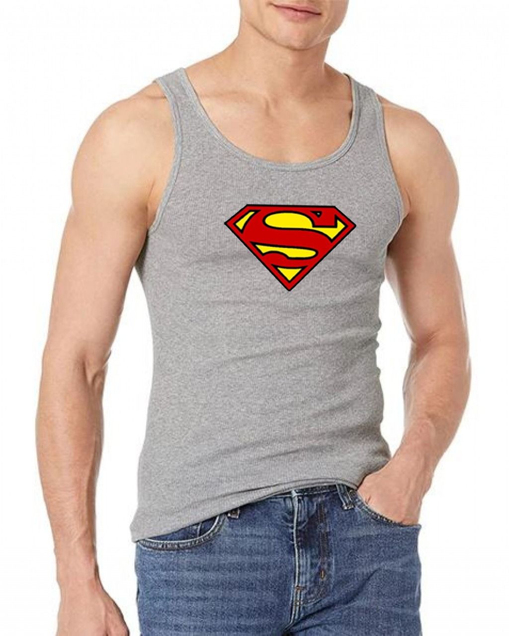 Superman Jersey Gym Sando Tanks Top For Men | Crossfit Clothing Male Casual Stringer Singlet Vest Undershirt