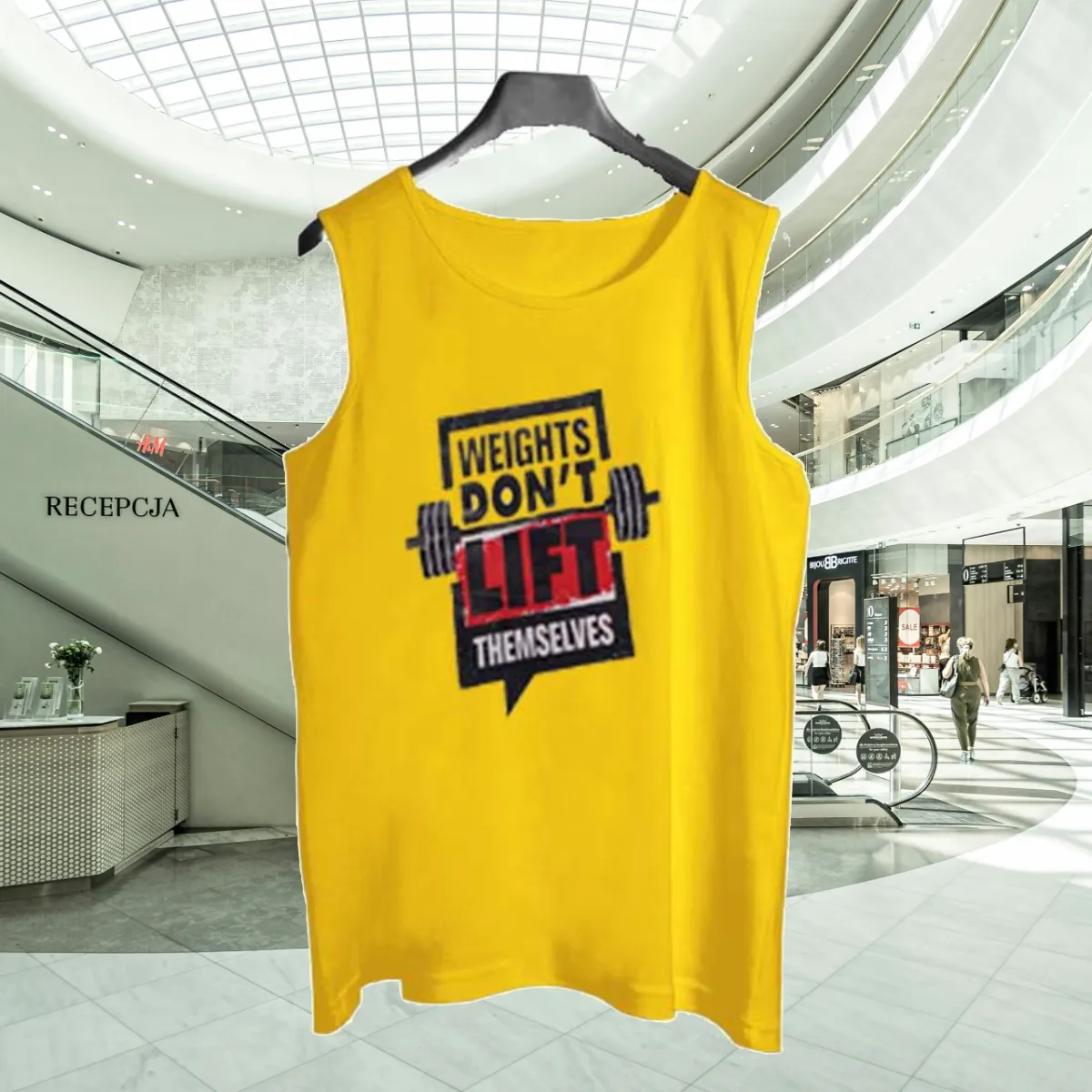 Yellow Jersey Weight Dont Lift Printed [Yellow] | Gym Sando Tanks Top For Men View Gallery - Pakistan
