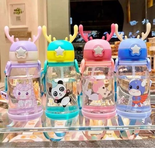 Adorable Reindeer-Themed Kids Water Bottle – Durable Thorn-Shaped Design with Leak-Proof Lid, Easy-Grip Handle, and BPA-Free Material for School, Travel, and Outdoor Activities - 600ml - Random Color - Without Box View Gallery - Pakistan