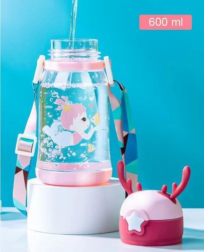 Adorable Reindeer-Themed Kids Water Bottle – Durable Thorn-Shaped Design with Leak-Proof Lid, Easy-Grip Handle, and BPA-Free Material for School, Travel, and Outdoor Activities - 600ml - Random Color - Without Box View Gallery - Pakistan