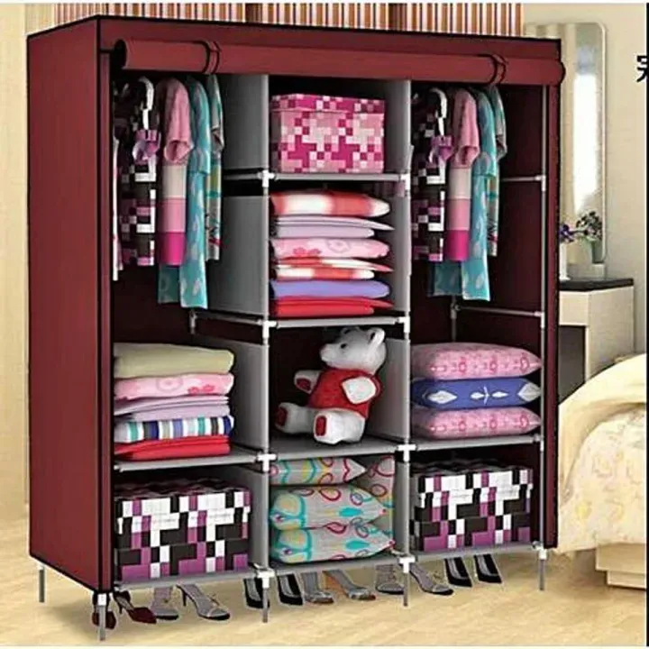 3 Door Fancy &amp; Portable Foldable Closet Wardrobe Storage Organizer with Shelves Foe Multi Purpose View Gallery - Pakistan