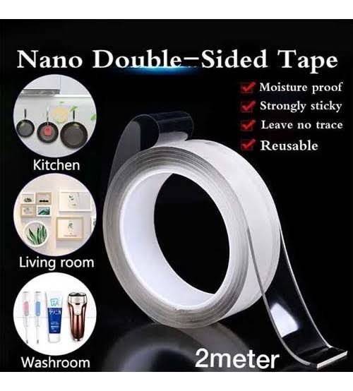 Nano Double-Sided Tape (2 Meters) – Washable, Reusable, and Strong Adhesive for Multi-Purpose Use – Versatile Tape for Home, Office, and DIY Projects View Gallery - Pakistan