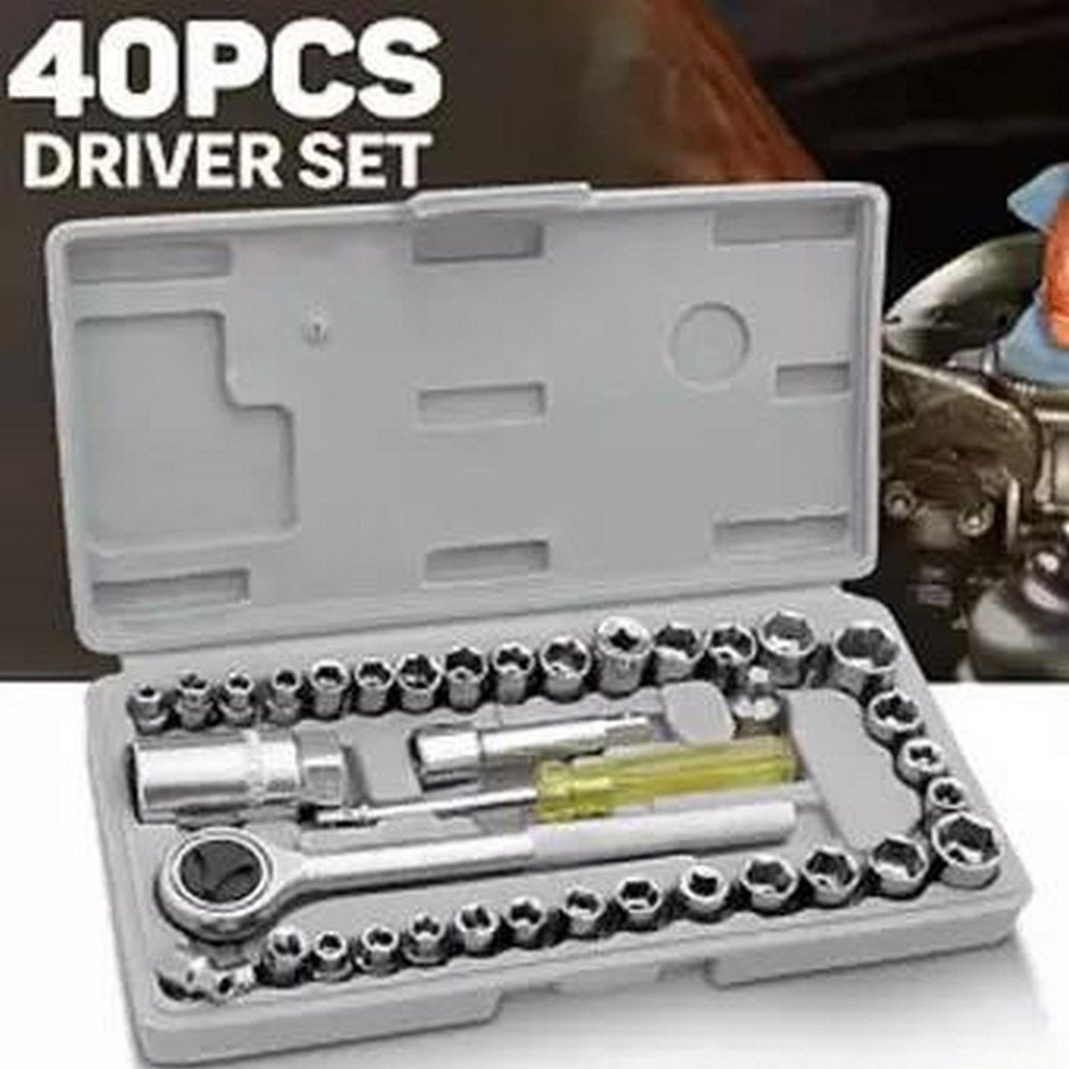 Aiwa 40-Piece Socket Wrench Tool Kit with Screwdrivers and Socket Set – Durable Hand Tool Set for Home, Auto Repair, and Mechanical Use – Compact Storage Case Included View Gallery - Pakistan