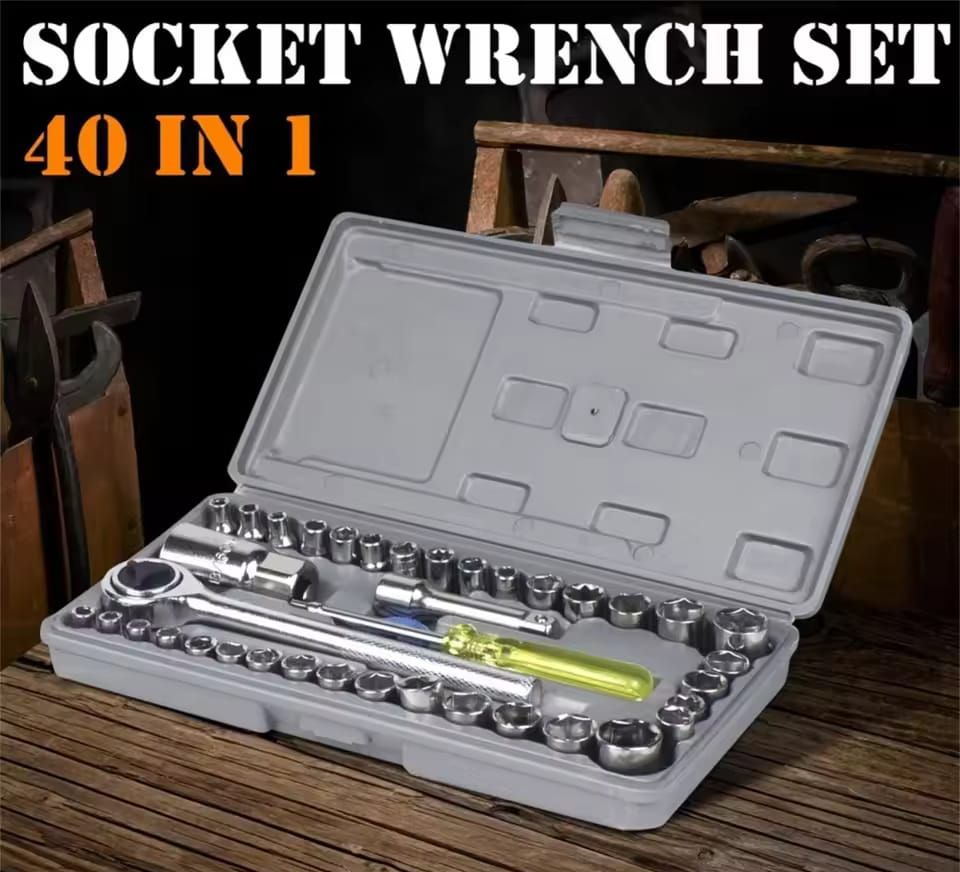 Aiwa 40-Piece Socket Wrench Tool Kit with Screwdrivers and Socket Set – Durable Hand Tool Set for Home, Auto Repair, and Mechanical Use – Compact Storage Case Included View Gallery - Pakistan