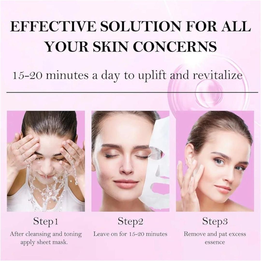 Pack Of 05 - Anti-Wrinkle Face Sheet Mask | Anti Aging Hydrating Anti-acne Repairing Brightening Moisturizing Retinol Serum Facial Mask View Gallery - Pakistan