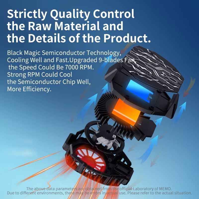 MEMO DL05 Portable Semiconductor Phone Cooler Fan – Multi-Function Gaming Cooling Device | Best Quality Fan For Gaming - Random Color View Gallery - Pakistan