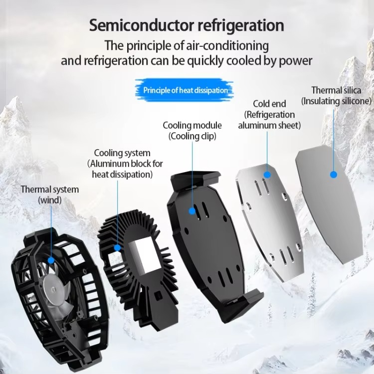 MEMO DL05 Portable Semiconductor Phone Cooler Fan – Multi-Function Gaming Cooling Device | Best Quality Fan For Gaming - Random Color View Gallery - Pakistan