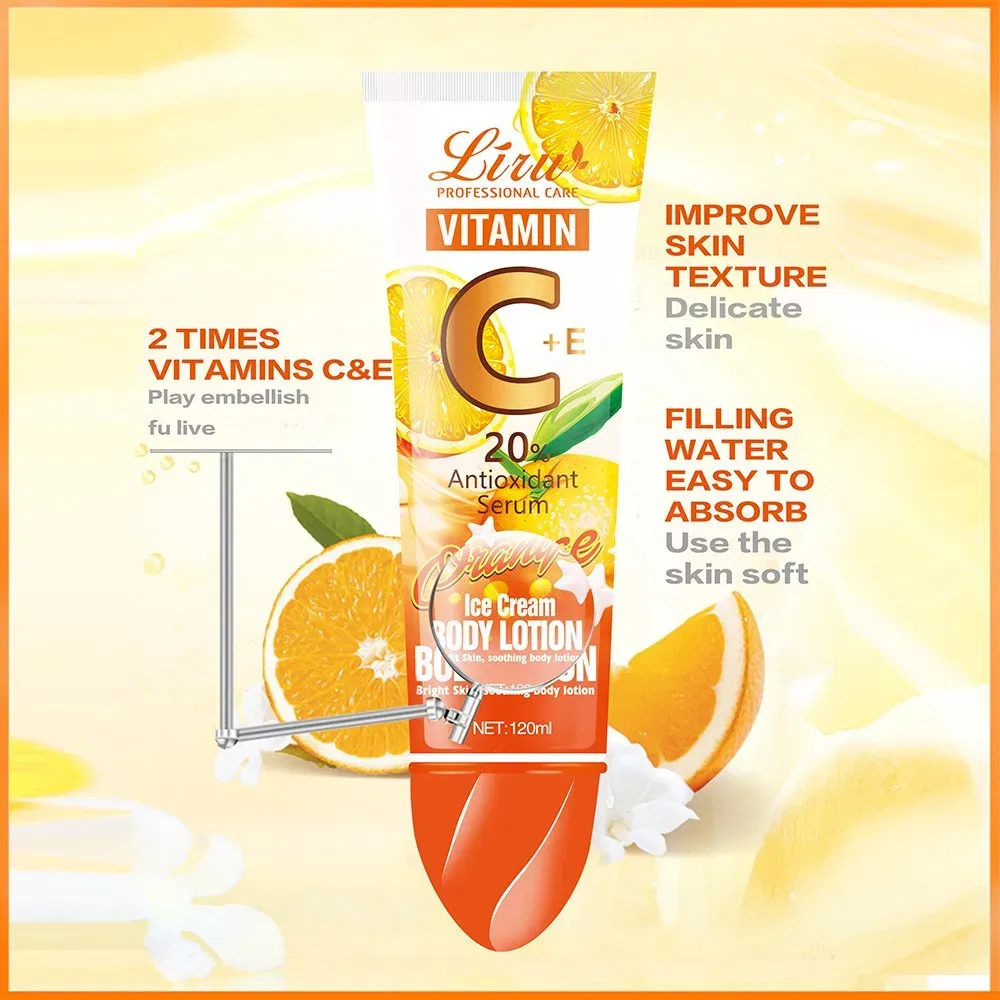 Liru Vitamin C + E 20% Antioxidant Serum Body Lotion – Orange Ice Cream Formula for Bright &amp; Soothing Skin (120ML) - Without Box View Gallery - Pakistan