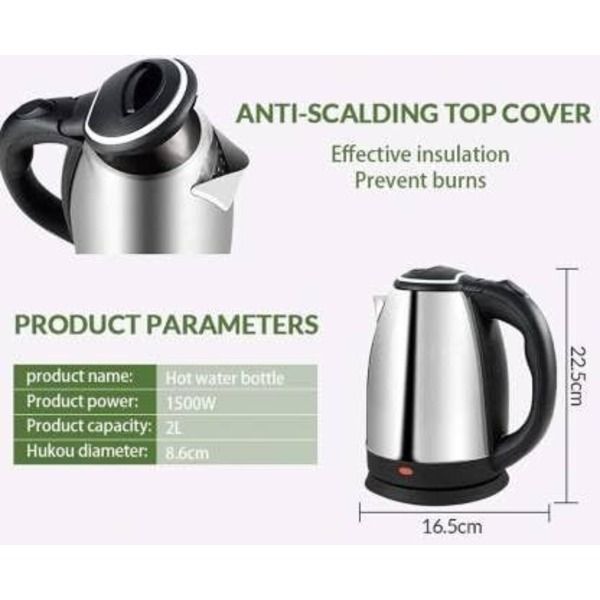 Automatic Electric Kettle 2.0L – Stainless Steel Hot Water Boiler with Auto Shut-Off, LED Display &amp; Temperature Control (1000W, 220V) View Gallery - Pakistan