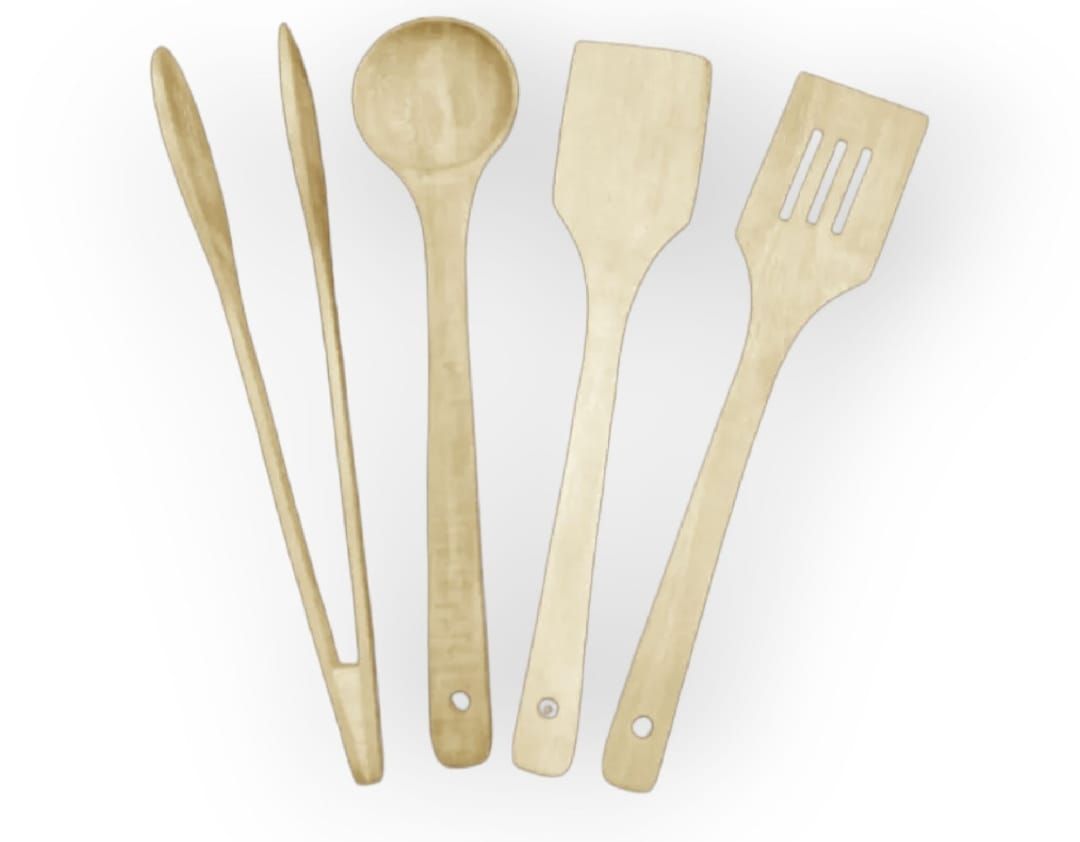 Pack of 4 – Wooden Spoon Set | Nonstick Teak Wood Kitchen Utensils for Cooking &amp; Serving View Gallery - Pakistan