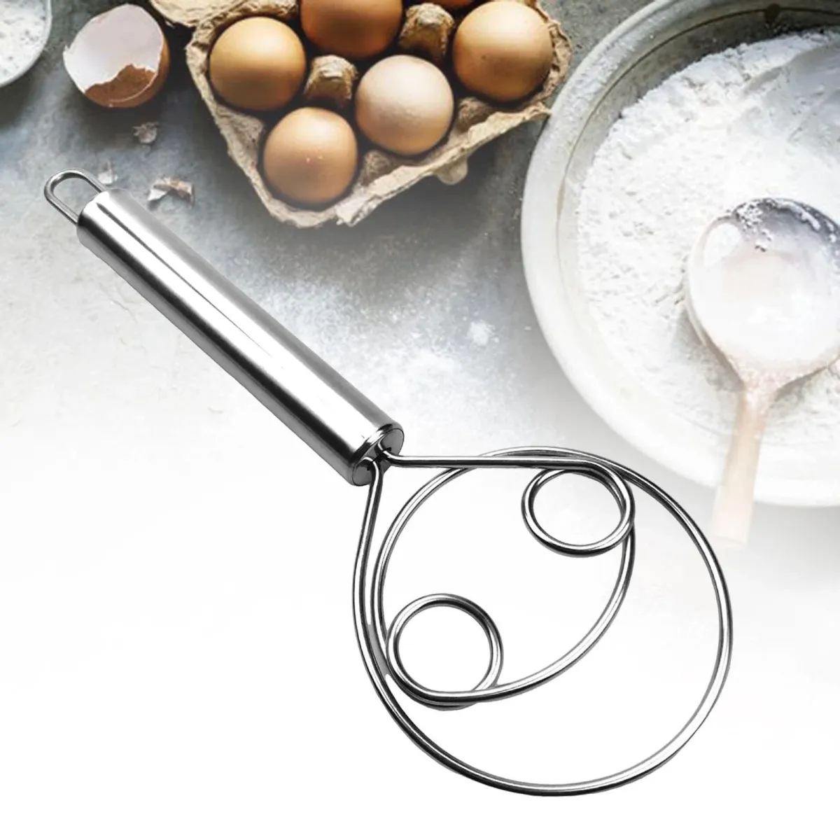 Manual Non Stick Steel Flour Cream  Mixer Beater | Dough Whisk Mixer, Kitchen Baking Blender Tool View Gallery - Pakistan