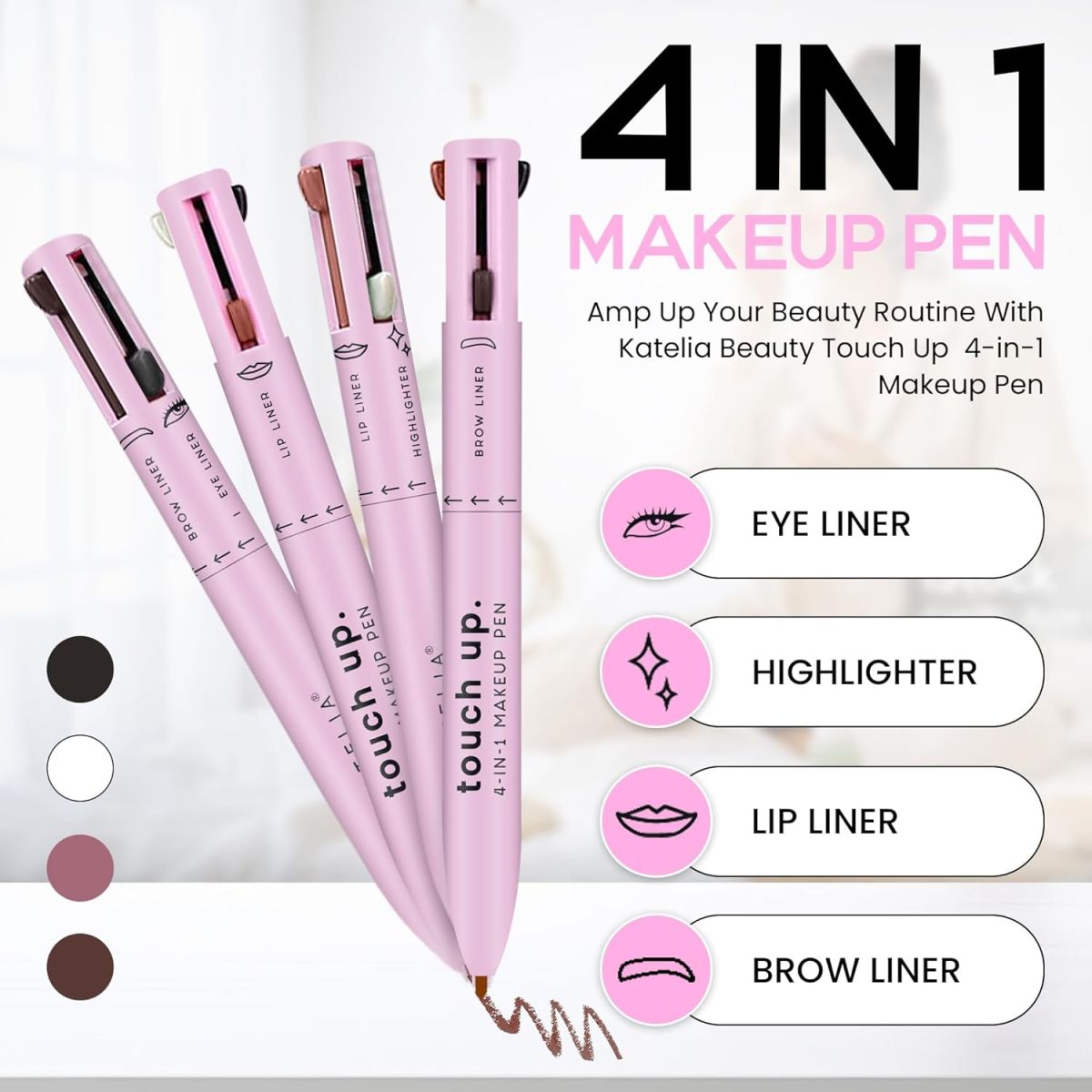 4 in 1 makeup pen for kids women females Makeup Pen - Refillable Makeup Pen for Easy Travel - Portable Makeup Set with Colored Eyeliner View Gallery - Pakistan
