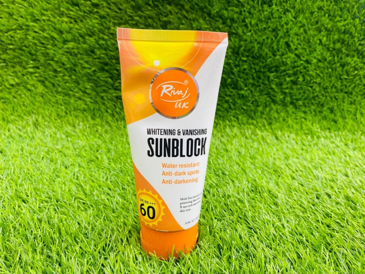 Rivaj Sunblock Whitening &amp; Vanishing SPF60 Ideal for all skin types [150ml] View Gallery - Pakistan